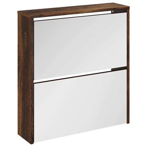 vidaXL Botn&iacute;k se zrcadlem 2patrov&yacute; kouřov&yacute; dub 63 x 17 x 67 cm