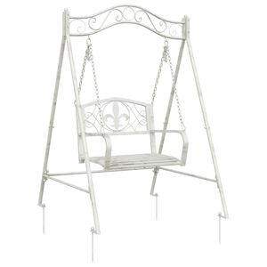 vidaXL Houpac&iacute; lavička Ocel 113 x 121,5 x 168 cm Antick&aacute; b&iacute;l&aacute;