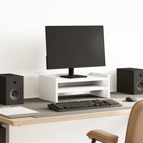 vidaXL Stojan na monitor b&iacute;l&yacute; 42 x 24 x 16 cm kompozitn&iacute; dřevo
