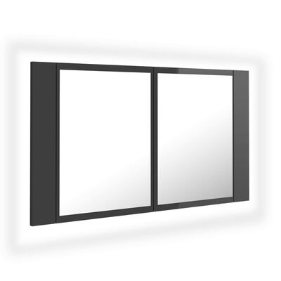 vidaXL LED koupelnová skříňka se zrcadlem lesklá šedá 80x12x45cm akryl