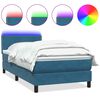 vidaXL Box spring postel s matrac&iacute; a LED tmavě modr&aacute; 100x220 cm samet