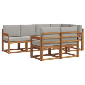 vidaXL Venkovn&iacute; pohovkov&aacute; souprava 7 pcs Př&iacute;rodn&iacute; a světle &scaron;ed&aacute;