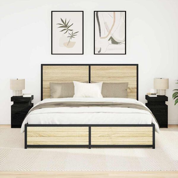 vidaXL Nočn&iacute; skř&iacute;ňka 2 pcs Čern&yacute; dub 35 x 39 x 55 cm Kompozitn&iacute; dřevo