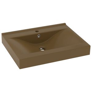 vidaXL Luxusn&iacute; umyvadlo otvor na baterii kr&eacute;mov&eacute; 60 x 46 cm keramika