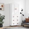 vidaXL Skř&iacute;ň highboard b&iacute;l&aacute; 69,5 x 34 x 180 cm kompozitn&iacute; dřevo
