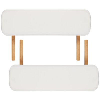 vidaXL Krémově bílý skládací masážní stůl se 2 zónami a dřevěným rámem