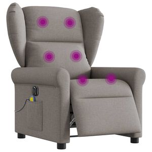 vidaXL Elektrick&eacute; mas&aacute;žn&iacute; polohovac&iacute; křeslo taupe textil