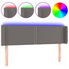 vidaXL Čelo postele s LED &scaron;ed&eacute; 147 x 16 x 78/88 cm uměl&aacute; kůže