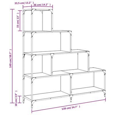 vidaXL Knihovna se 4 schody hnědý dub 139x33,5x149 cm kompozitní dřevo