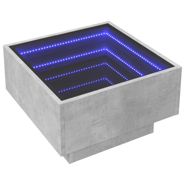 vidaXL Konferenčn&iacute; stolek s LED betonově &scaron;ed&yacute; 50 x 50 x 30 cm kompozit