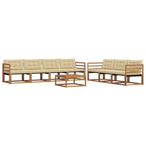 vidaXL Venkovn&iacute; pohovkov&aacute; souprava 8 pcs Přirozen&aacute; a B&eacute;žov&aacute;