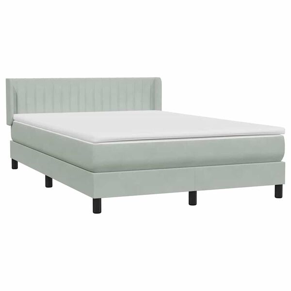 vidaXL Box spring postel s matrací světle šedá 140x210 cm samet