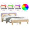 vidaXL R&aacute;m postele s LED p&aacute;sky Sonoma 137 x 190 cm Kompozitn&iacute; dřevo