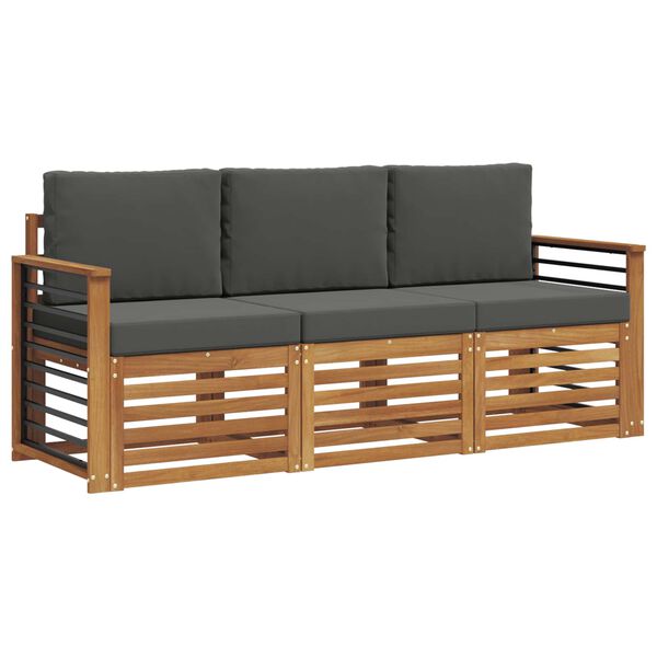 vidaXL Sedac&iacute; soupravy s pol&scaron;t&aacute;řem 3 pcs Přirozen&aacute; a Anthracitov&aacute;