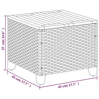 vidaXL Zahradní stolek černý 45 x 45 x 37 cm polyratan akáciové dřevo