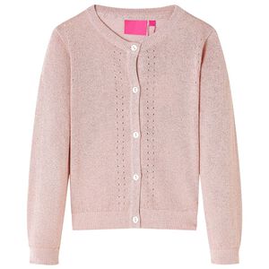 Dětsk&yacute; pleten&yacute; cardigan jemně růžov&yacute; 92