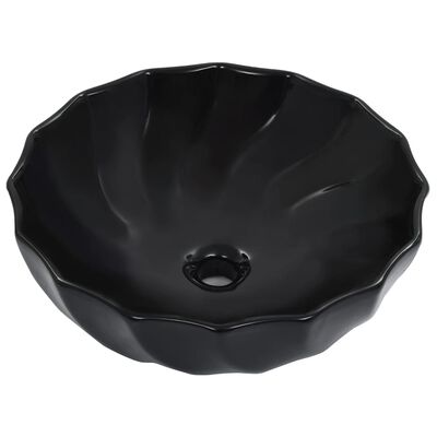 vidaXL Umyvadlo černé 46 x 17 cm keramika