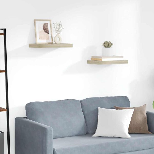 vidaXL Plovouc&iacute; n&aacute;stěnn&eacute; police 2 ks dub 40 x 23 x 3,8 cm MDF