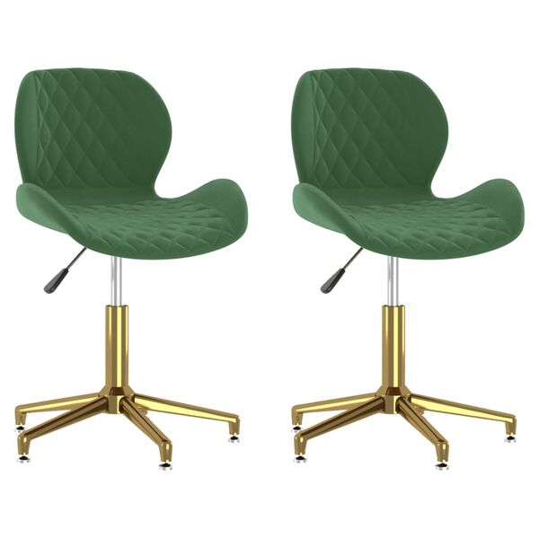 vidaXL Otočn&eacute; j&iacute;deln&iacute; židle 2 ks tmavě zelen&eacute; samet