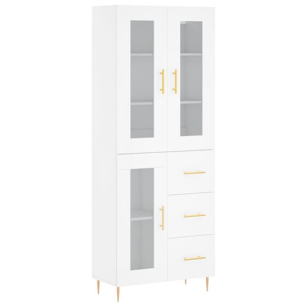vidaXL Skř&iacute;ň highboard b&iacute;l&aacute; 69,5 x 34 x 180 cm kompozitn&iacute; dřevo