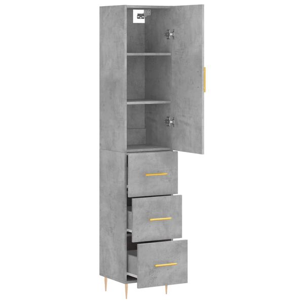 vidaXL Skř&iacute;ň highboard betonově &scaron;ed&aacute; 34,5x34x180 cm kompozitn&iacute; dřevo