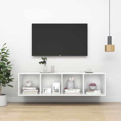 vidaXL Nástěnná TV skříňka bílá vysoký lesk 37x37x142,5 cm dřevotříska
