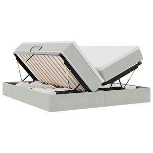 vidaXL Postel s &uacute;ložn&yacute;m prostorem a matrac&iacute; Světle &scaron;ed&aacute; 200 x 200 cm