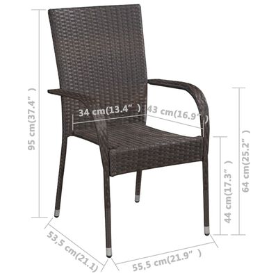 vidaXL Stohovatelné zahradní židle 4 ks polyratan hnědé