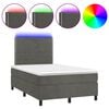 vidaXL Box spring postel s matrac&iacute; a LED tmavě &scaron;ed&aacute; 120 x 190 cm samet