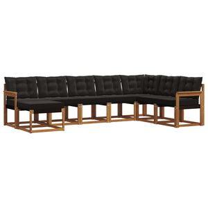 vidaXL Venkovn&iacute; pohovkov&aacute; souprava s pol&scaron;t&aacute;řem 8 pcs Přirozen&aacute; a čern&aacute;