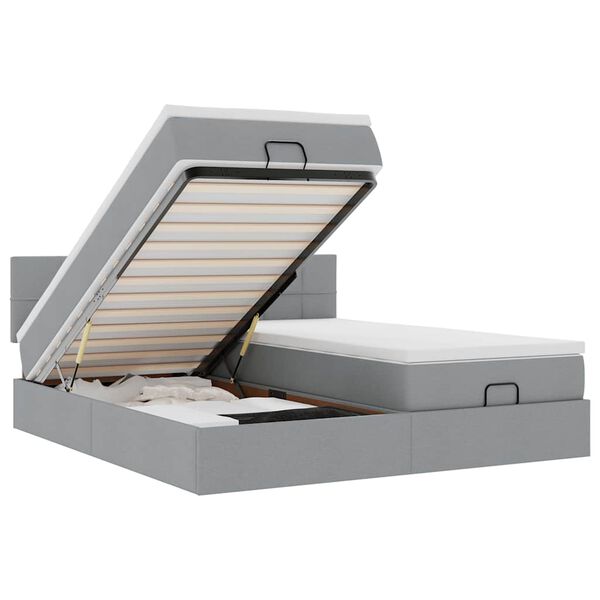 vidaXL Osmansk&yacute; r&aacute;m postele s matrac&iacute; světle &scaron;ed&yacute; 200x200cm textil