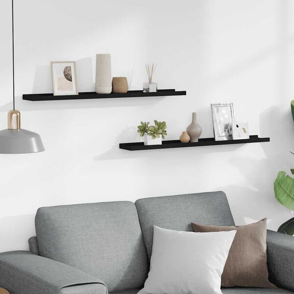 vidaXL Poličky na zar&aacute;movan&eacute; obr&aacute;zky 2 ks čern&eacute; 80 x 9 x 3 cm MDF