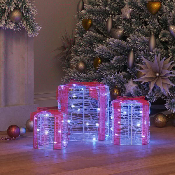 vidaXL Dekorace D&aacute;rkov&eacute; Krabičky 3 pcs Modr&aacute; 20 x 20 x 21 cm Akryl