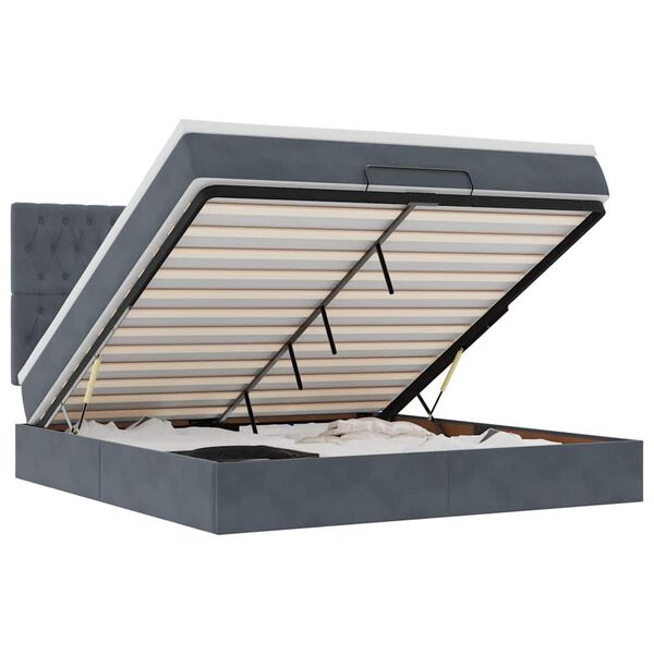 vidaXL Osmansk&yacute; r&aacute;m postele s matrac&iacute;es tmavě &scaron;ed&aacute; 180x200cm samet