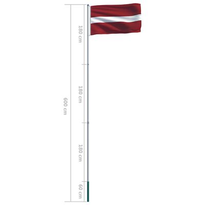 vidaXL Lotyšská vlajka a stožár hliník 6 m