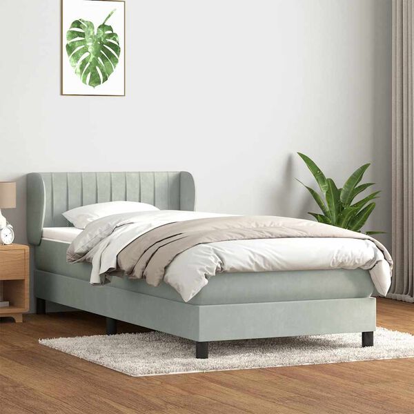 vidaXL Box spring postel s matrac&iacute; světle &scaron;ed&aacute; 80x220 cm samet