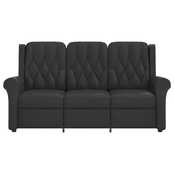 vidaXL 3m&iacute;stn&eacute; mas&aacute;žn&iacute; polohovac&iacute; křeslo čern&eacute; leskl&aacute; uměl&aacute; kůže