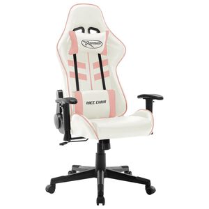 vidaXL Hern&iacute; židle b&iacute;l&aacute; a růžov&aacute; uměl&aacute; kůže