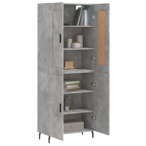 vidaXL Skř&iacute;ň highboard betonově &scaron;ed&aacute; 69,5x34x180 cm kompozitn&iacute; dřevo