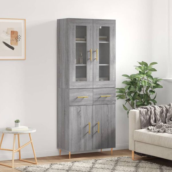 vidaXL Skř&iacute;ň highboard &scaron;ed&aacute; sonoma 69,5 x 34 x 180 cm kompozitn&iacute; dřevo