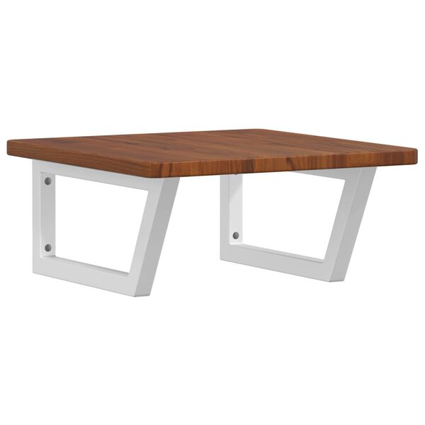 vidaXL Deska pod umyvadlo n&aacute;stěnn&aacute; ocel a masivn&iacute; dubov&eacute; dřevo