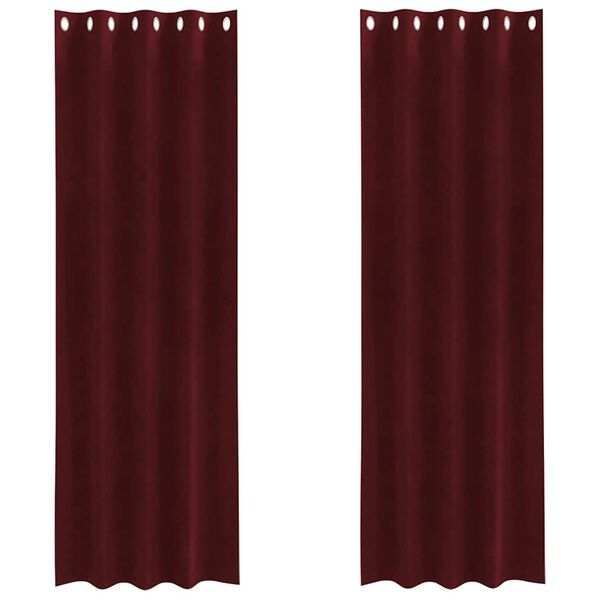 vidaXL Zatemňovací závěsy 2 pcs Víno Červené 140 x 245 cm samet