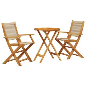 vidaXL 3d&iacute;ln&yacute; bistro set b&eacute;žov&yacute; polypropylen a masivn&iacute; dřevo