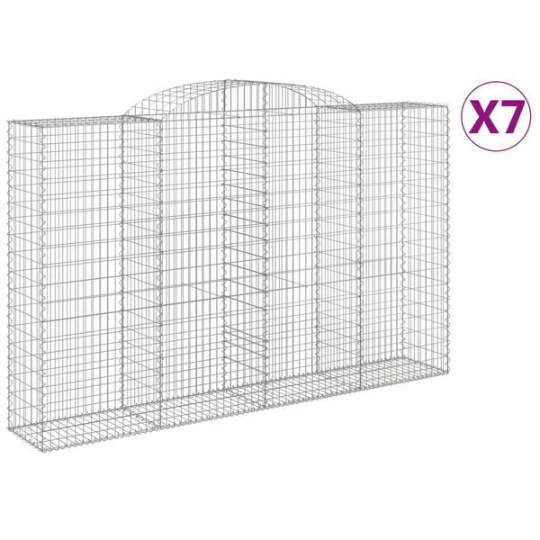 vidaXL Klenuté gabionové koše 7 ks 300x50x180/200cm pozinkované železo