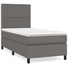 vidaXL Box spring postel s matrac&iacute; &scaron;ed&aacute; 90x190 cm uměl&aacute; kůže