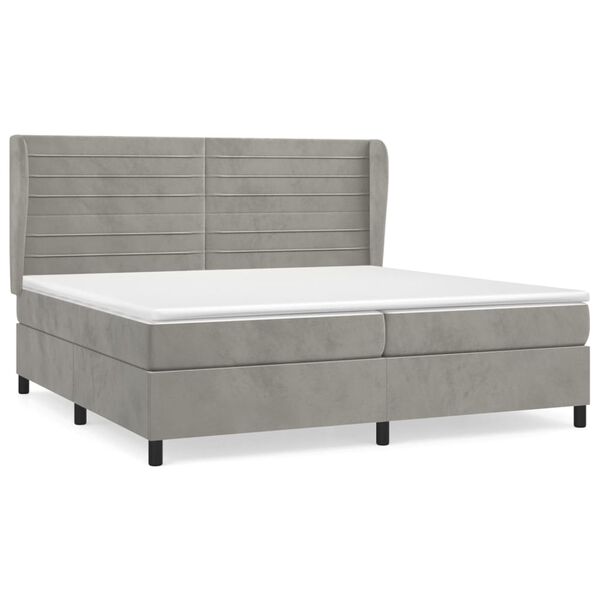 vidaXL Box spring postel s matrac&iacute; světle &scaron;ed&aacute; 200x200 cm samet