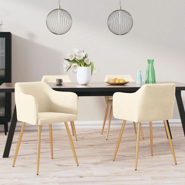 vidaXL J&iacute;deln&iacute; židle 4 ks kr&eacute;mov&eacute; samet