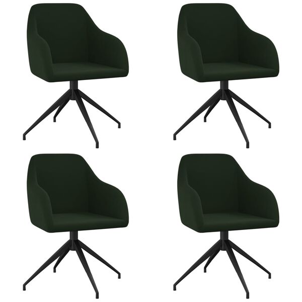 vidaXL J&iacute;deln&iacute; židle 4 ks tmavě zelen&eacute; samet