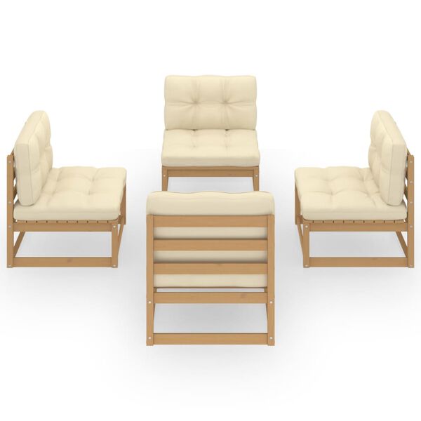 vidaXL 4d&iacute;ln&aacute; zahradn&iacute; sedac&iacute; souprava s podu&scaron;kami masivn&iacute; borovice