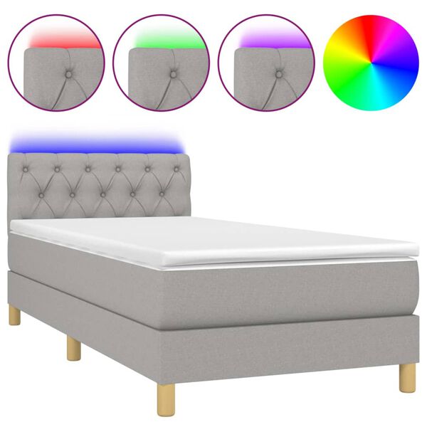 vidaXL Box spring postel s matrac&iacute; a LED světle &scaron;ed&aacute; 80x200 cm textil